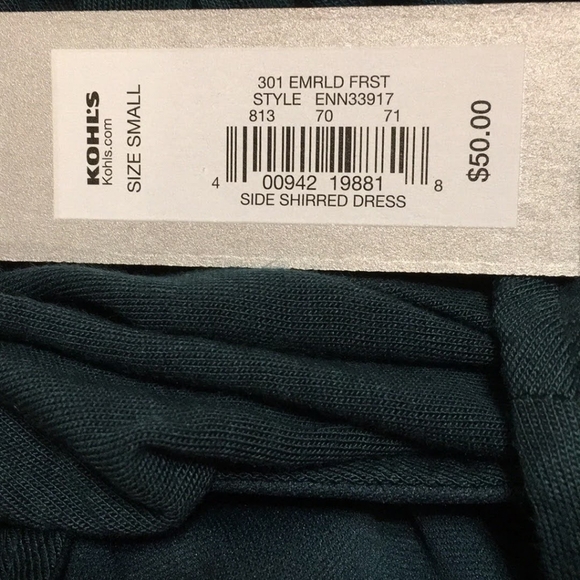 NWT !  APT 9 DARK GREEN SHIRRED MIDI DRESS - Picture 5 of 11